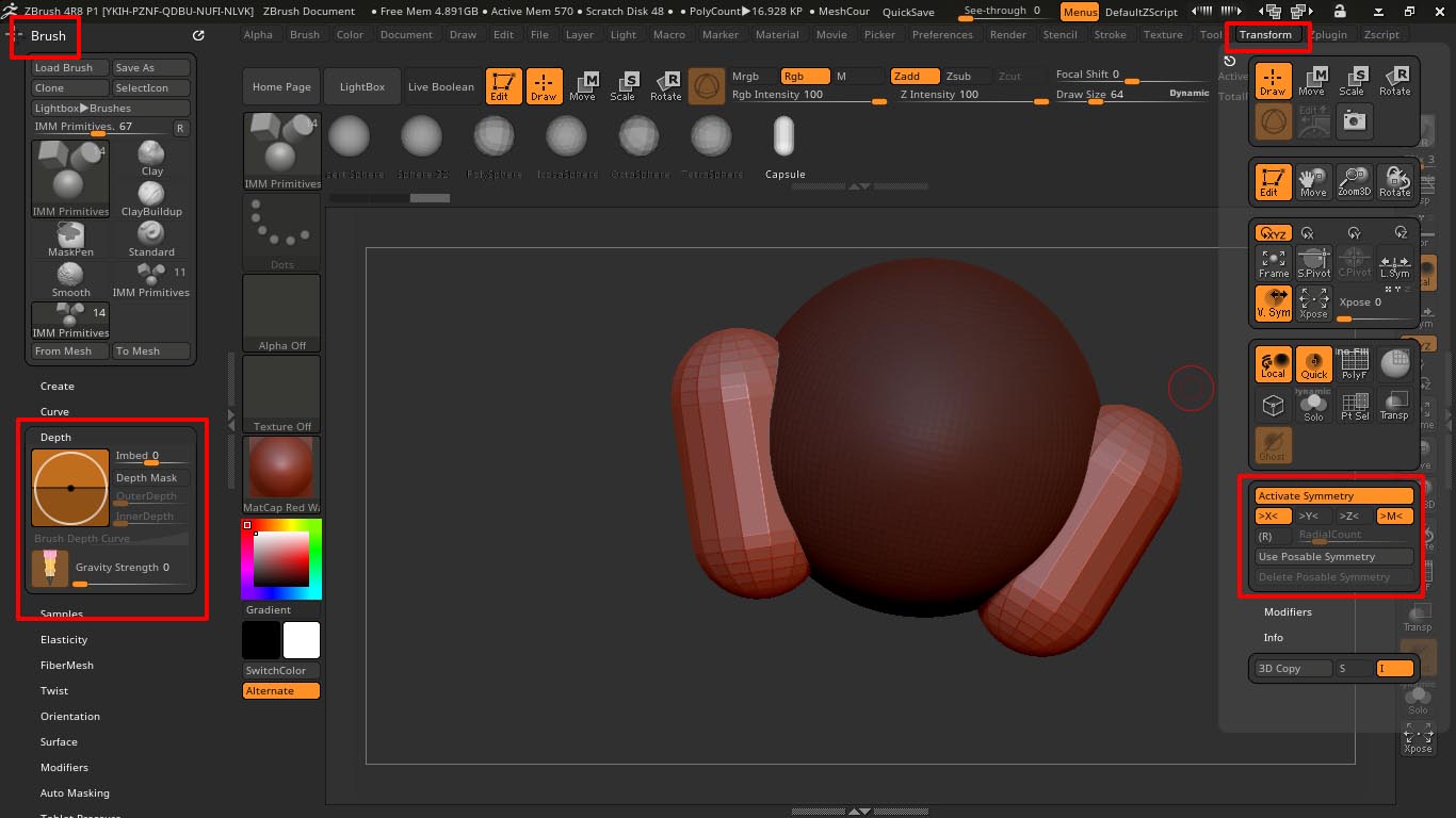 how to activate symmetry in zbrush